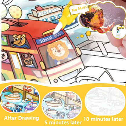 2 In 1 Magic Water Drawing Book & Busy Book For Children With 1 Magic Pen
