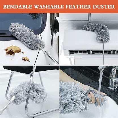 Feather Duster Bendable & Extendable Fan Cleaning Duster Pole Handle
